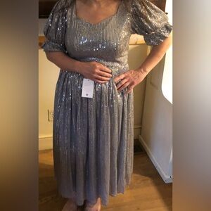 BNWT Ivy City Clara Dress in Gunmetal Sequins size Large.